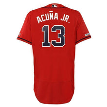 Load image into Gallery viewer, Ronald Acuña Jr Atlanta Braves Majestic 2019 Alternate  Collection Flex Base Player Jersey – Scarlet