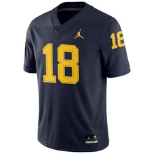 Load image into Gallery viewer, #18 Michigan Wolverines Jordan Brand Football Game Jersey – Navy