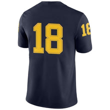 Load image into Gallery viewer, #18 Michigan Wolverines Jordan Brand Football Game Jersey – Navy