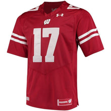 Load image into Gallery viewer, #17 Wisconsin Badgers Under Armour Premier Performance Football Jersey - Red