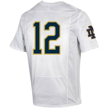 Load image into Gallery viewer, #12 Notre Dame Fighting Irish Under Armour Premier Football Jersey - White