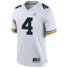 Load image into Gallery viewer, #4 Michigan Wolverines Jordan Brand Football Jersey - White