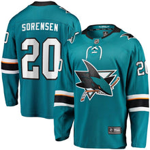 Load image into Gallery viewer, Marcus Sorensen San Jose Sharks Fanatics Branded Home Breakaway Player Jersey - Teal