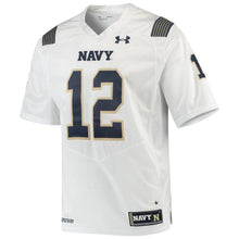 Load image into Gallery viewer, #12 Navy Midshipmen Under Armour Premier Football Jersey - White