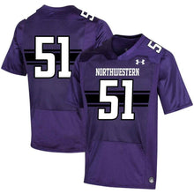 Load image into Gallery viewer, #51 Northwestern Wildcats Under Armour Premier Football Jersey - Purple