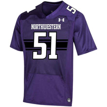 Load image into Gallery viewer, #51 Northwestern Wildcats Under Armour Premier Football Jersey - Purple