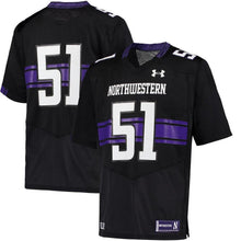 Load image into Gallery viewer, #51 Northwestern Wildcats Under Armour Replica Football Jersey - Black -