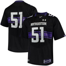 Load image into Gallery viewer, #51 Northwestern Wildcats Under Armour Premier Performance Football Jersey - Black