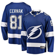 Load image into Gallery viewer, Erik Cernak Tampa Bay Lightning Fanatics Branded Home Breakaway Player Jersey - Blue