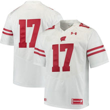 Load image into Gallery viewer, #17 Wisconsin Badgers Under Armour Premier Performance Football Jersey - White