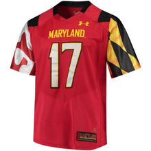 Load image into Gallery viewer, #17 Maryland Terrapins Under Armour Premier Performance Football Jersey - Red